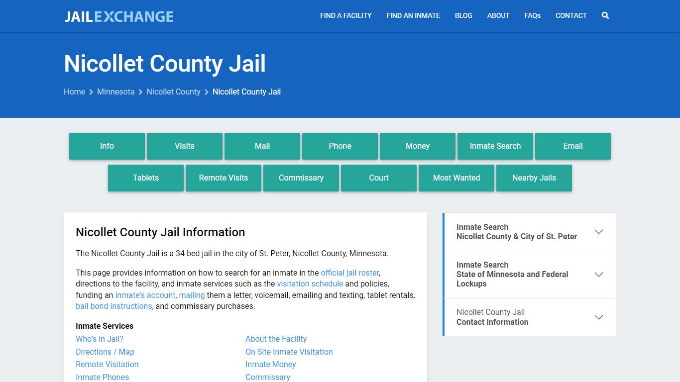 Nicollet County Jail, MN Inmate Search, Information
